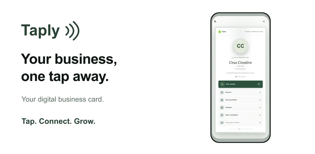 Taply digital business card feature graphic