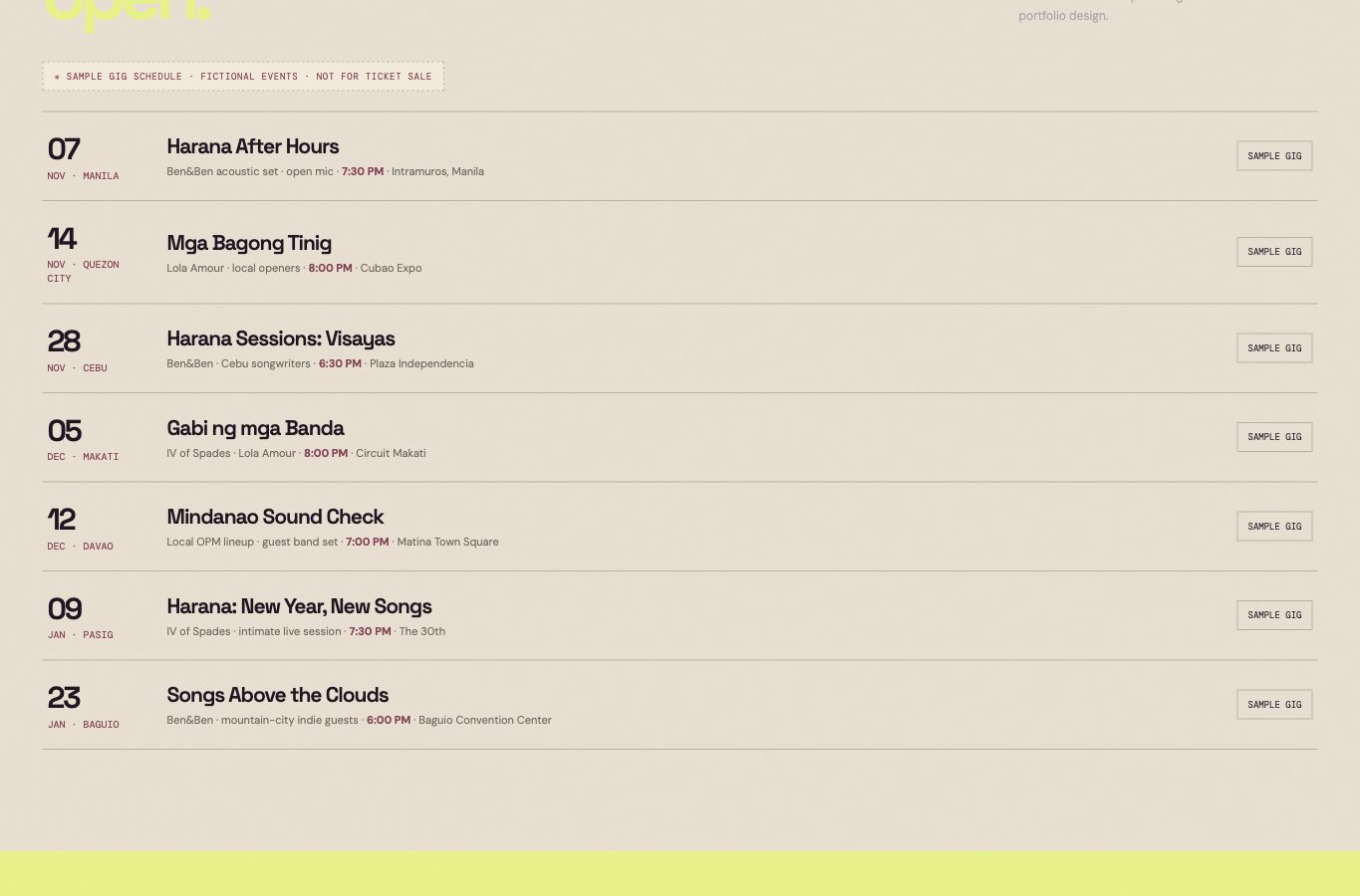 Harana Sessions website screenshot — 03 · MORE TO EXPLORE