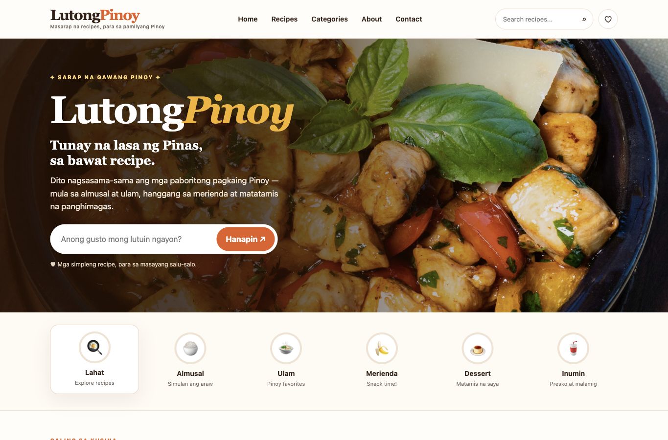 LutongPinoy website screenshot — 01 · HERO