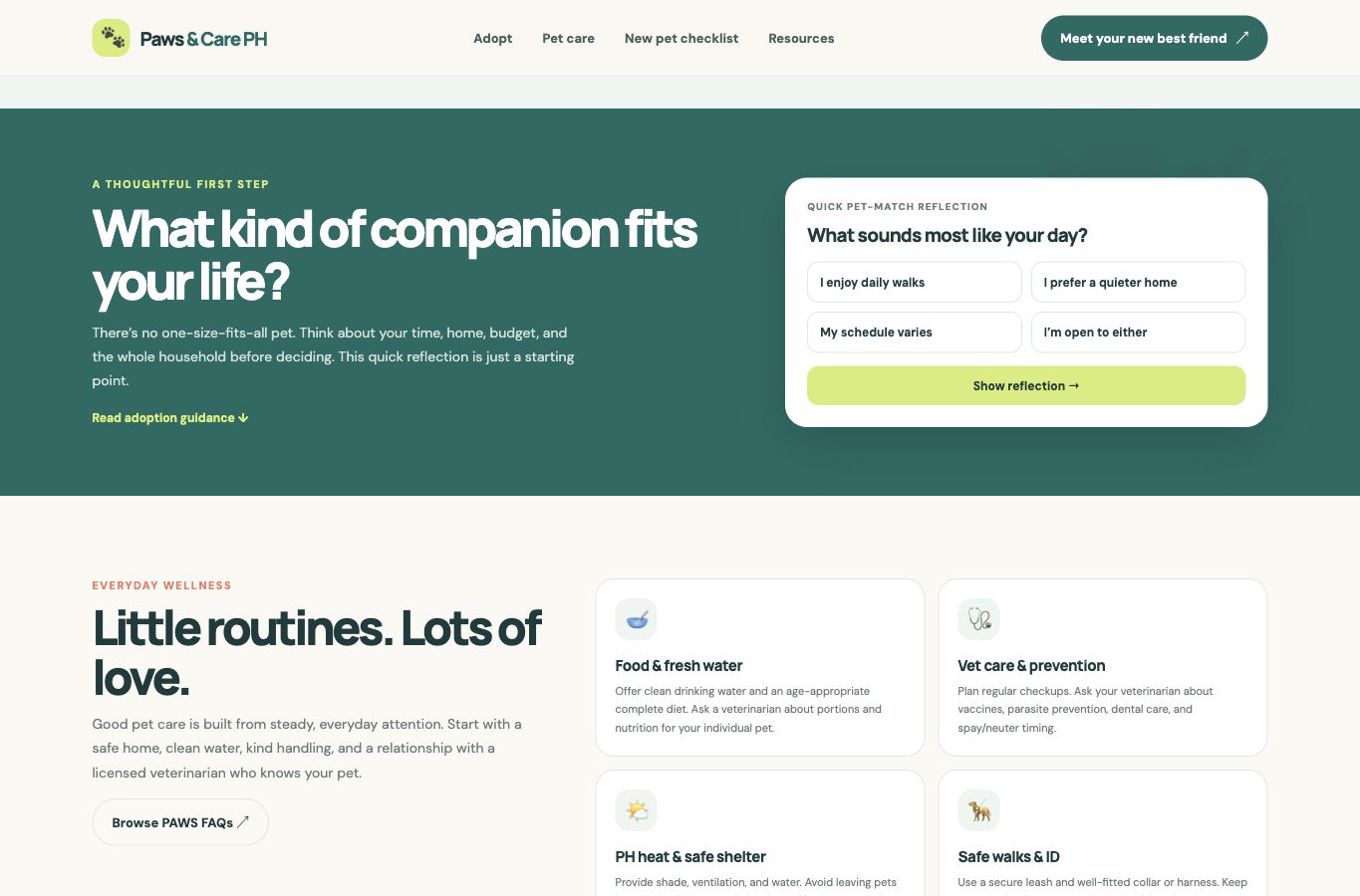 Paws & Care PH website screenshot — 02 · HIGHLIGHTS