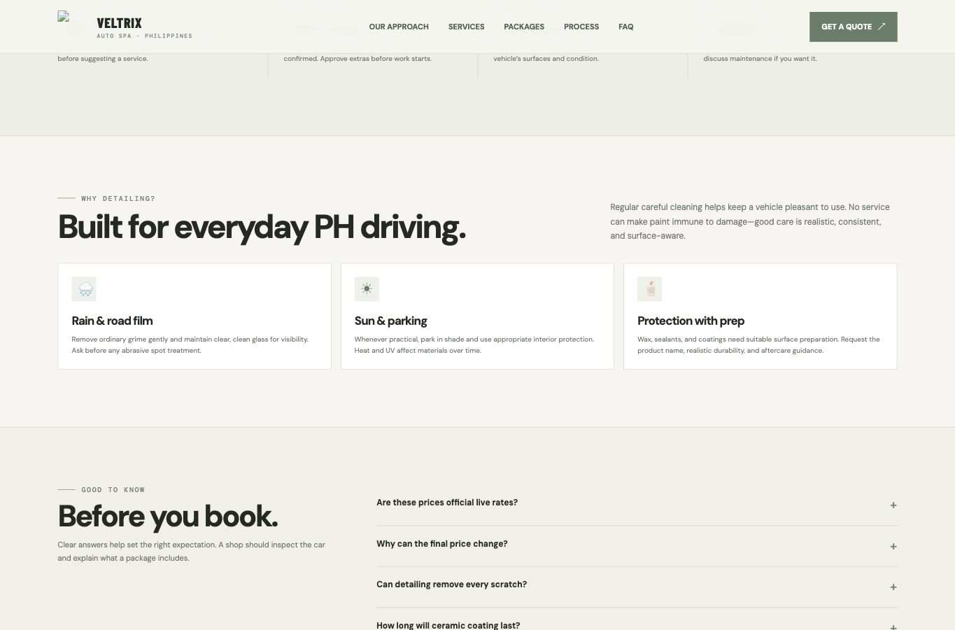 VELTRIX AUTO SPA website screenshot — 03 · MORE TO EXPLORE