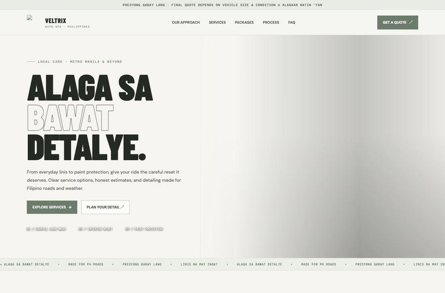 VELTRIX AUTO SPA website screenshot — 01 · HERO