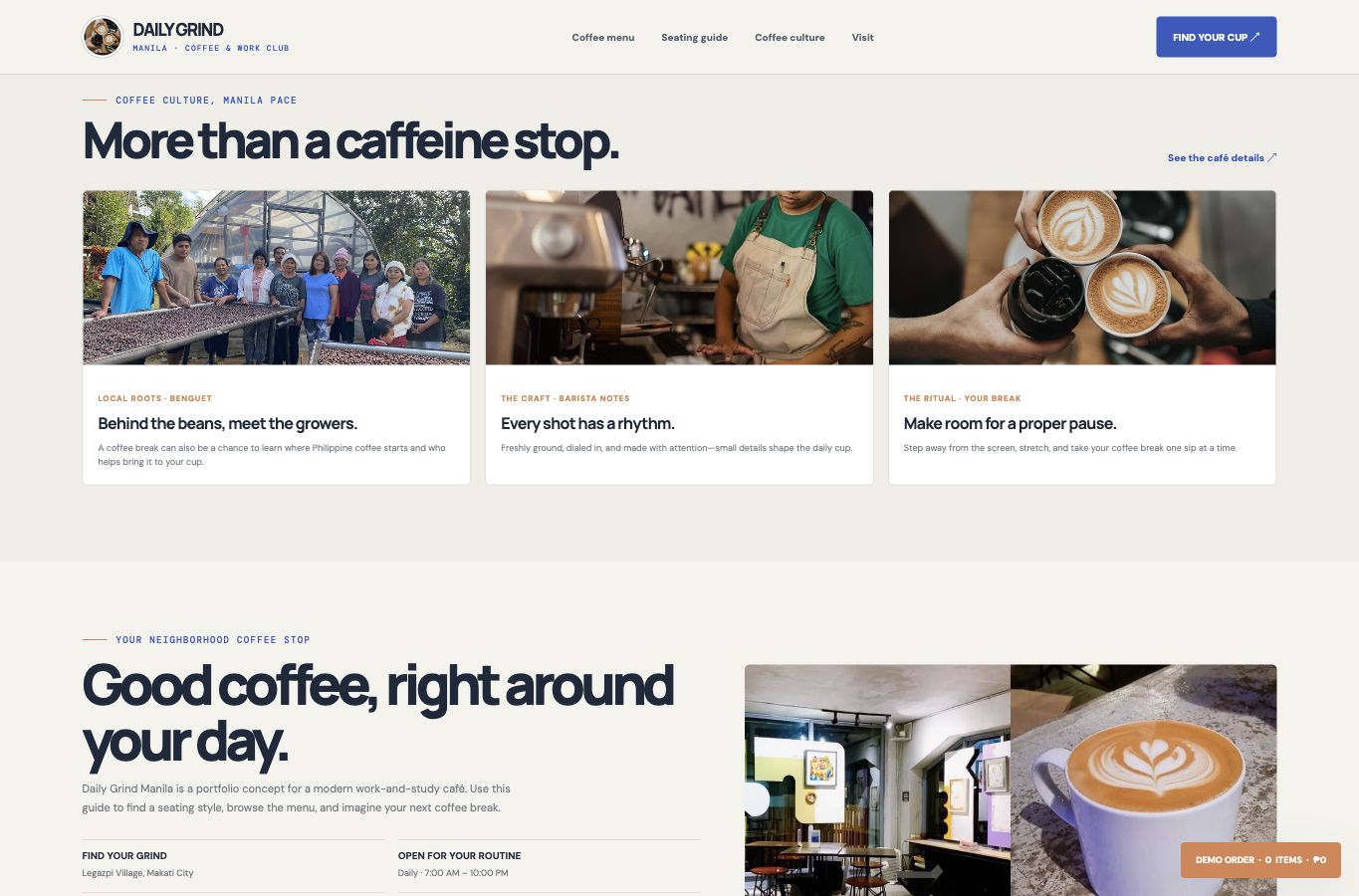 Daily Grind Manila website screenshot — 03 · MORE TO EXPLORE