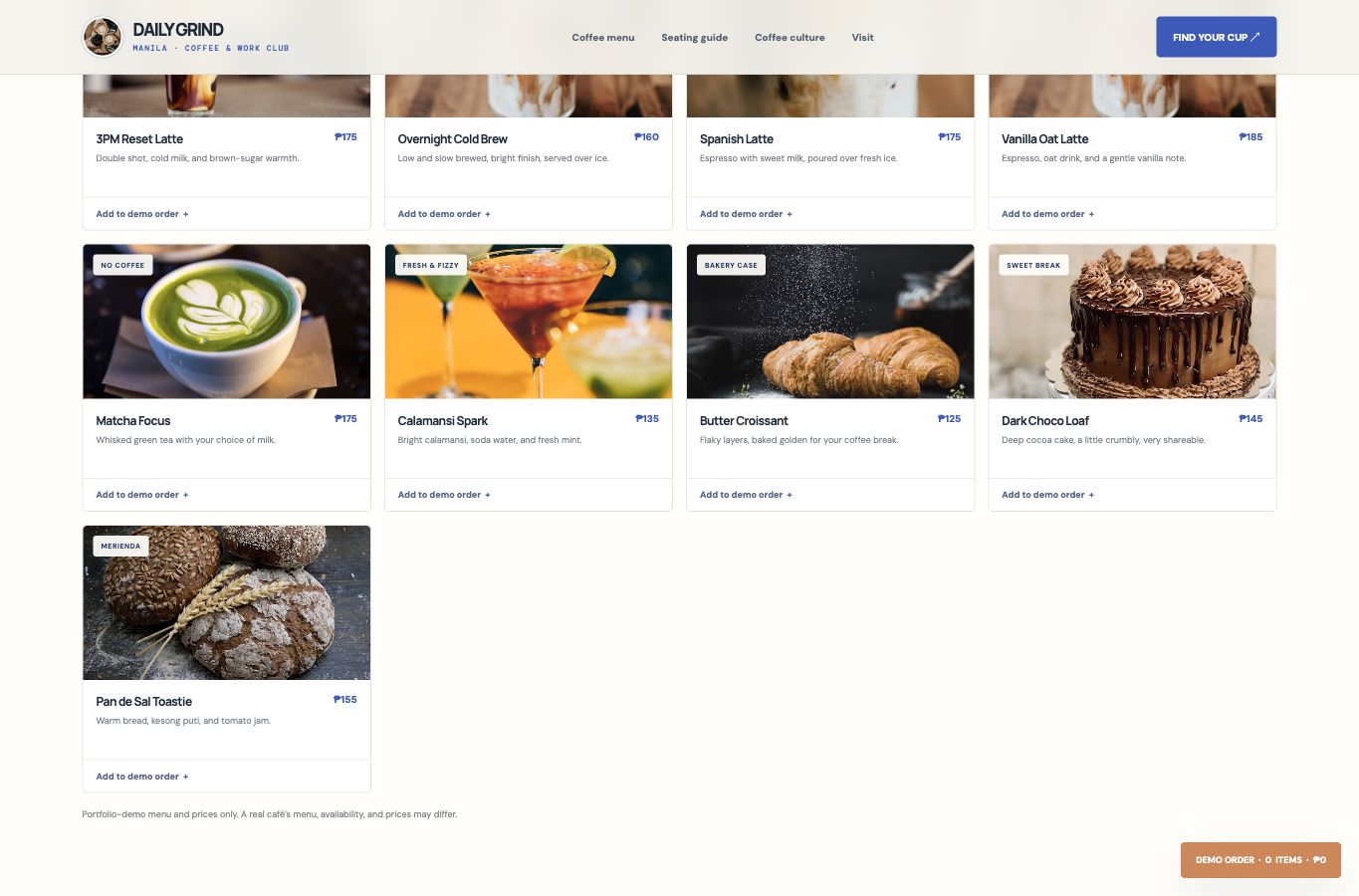 Daily Grind Manila website screenshot — 02 · HIGHLIGHTS