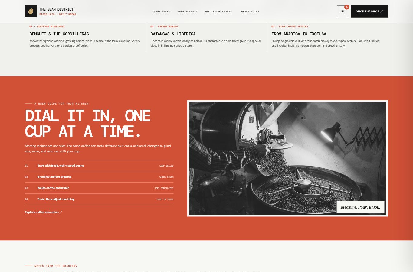 The Bean District website screenshot — 03 · MORE TO EXPLORE
